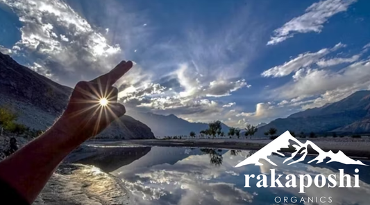 Sunrise over Himalayan mountain peaks in Gilgit-Baltistan where traditional shilajit resin forms naturally
